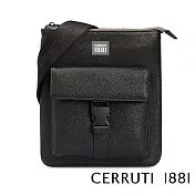 【Cerruti 1881】限量2折 義大利頂級小牛皮側背包肩背包 全新專櫃展示品(黑色 CEBO05342M)