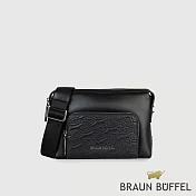 【BRAUN BUFFEL 德國小金牛】台灣總代理 諾瓦 橫式斜背包-黑色/BF550-02-BK