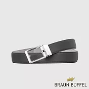 【BRAUN BUFFEL 德國小金牛】台灣總代理 商務型男 鏤空帶頭無齒自動扣皮帶-銀色42吋/BF24B-RO02342-SNK