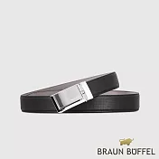 【BRAUN BUFFEL 德國小金牛】台灣總代理 商務型男 造型壓印無齒自動扣皮帶-銀色42吋/BF24B-RO02242-SNK