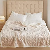 【DUYAN 竹漾】韓系麻花牛奶絨 羊羔絨 雙層加厚被毯 /  杏色奶油