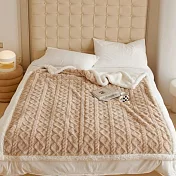 【DUYAN 竹漾】韓系麻花牛奶絨 羊羔絨 雙層加厚被毯 /  霧灰奶茶