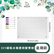 【儀家生活館】DIY磁吸冰箱透明留言板/記事板 星期款21*29.7cm
