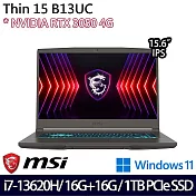 【全面升級】MSI微星 Thin 15 B13UC-1418TW 15.6吋/i7-13620H/32G/1TB SSD/RTX3050/Win11/ 電競筆電