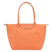 LONGCHAMP LE PLIAGE GREEN系列刺繡長把再生尼龍摺疊水餃包(大) 橙