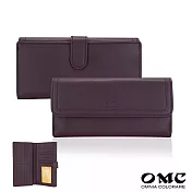 【OMC】納帕18卡1照雙面收納牛皮長夾4103 深酒紅