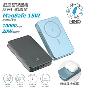 MINIQ 數顯鋁合金/10000mAh/15W磁吸式無線閃充行動電源(台灣製造) 鐵灰色