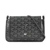 GOYARD Plumet PM 塗層帆布扁形皮夾式斜背包 (灰色)