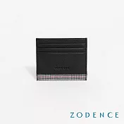 ZODENCE KIRK進口真皮格紋卡片零錢包  黑