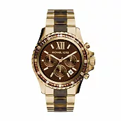 Michael Kors 晶艷光彩計時腕錶-金x玳瑁