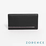 ZODENCE KIRK進口真皮格紋6卡長夾 黑