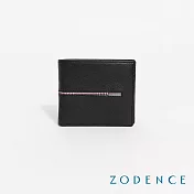 ZODENCE KIRK進口真皮格紋9卡證件窗短夾 黑