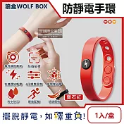 狼盒WOLF BOX-快速導電高密度矽膠防水防汗超強防靜電手環1入/盒(運動型6段調整長度) 寶石紅