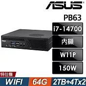 ASUS 華碩 MiniPC PB63 商用雙碟迷你電腦(i7-14700/64G/2TB HDD+4TB SSDX2/W11P)