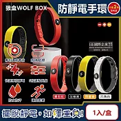 (2盒任選超值組)狼盒WOLF BOX-快速導電高密度矽膠防水防汗超強防靜電手環1入/盒(運動型6段調整長度) 閃耀黃*2盒