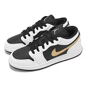 Nike 休閒鞋 Air Jordan 1 Low GS 大童 女鞋 白 黑 金 金勾 AJ1 一代 553560-172