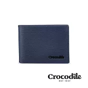 【Crocodile】鱷魚皮件 男生短夾 真皮皮夾 8卡夾 雙鈔票 維也納Wien 2.0系列-0103-11304-黑藍兩色 藍色