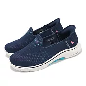 Skechers 休閒鞋 Go Walk 7-Hope Slip-Ins 女鞋 寬楦 藍粉 粉紅絲帶 套入式 健走鞋 125255WNVMT