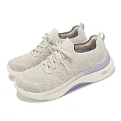 Skechers 休閒鞋 Go Walk Arch Fit 2.0-BEL 女鞋 米白 紫 雙密度 支撐 健走鞋 125320NTPR