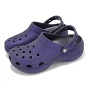 Crocs 洞洞鞋 Classic Platform Glitter Clog W 女鞋 深鳶尾花 經典閃耀雲朵 2072415AS 24cm DARK IRIS