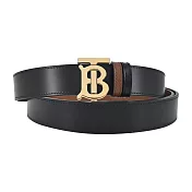 BURBERRY 經典TB LOGO雙面兩用皮革皮帶(黑棕) L