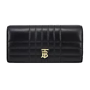 burberry lola tb金字logo格紋絎縫羊皮翻蓋長夾 黑色