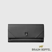 【BRAUN BUFFEL 德國小金牛】台灣總代理 阿莉亞 14卡兩折長夾-黑色/BF843-631-BK