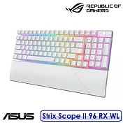 【送原廠電競鼠墊】ASUS 華碩 ROG Strix Scope II 96 RX Wireless 電競鍵盤 月光白 (青軸/紅軸) 青軸