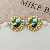 【水星記】耳釘 莫內花園復古滴釉油畫風巴洛克珍珠耳飾