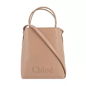 Chloe Sense 壓印 LOGO 小牛皮兩用/水桶包 米色