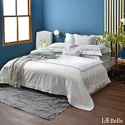 義大利La Belle《蔓蔓旋花》加大長絨細棉刺繡四件式被套床包組-白色
