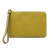 COACH 素面皮革L型拉鍊手拿包-土黃