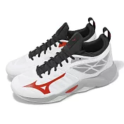 Mizuno 排球鞋 Wave Dimension 男鞋 白 灰 紅 緩衝 襪套 室內運動 羽排鞋 美津濃 V1GA2240-96