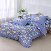 【家適居家】角落小夥伴-雙人兩用被套-花園漫步(兩色)-台灣製造 藍色