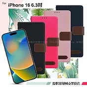 Xmart for iPhone 16 度假浪漫風斜紋側掀支架皮套 灰色