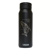 【美國 CamelBak】海洋質感生活-1000ml不鏽鋼保溫瓶(保冰) 濃黑-鯨魚