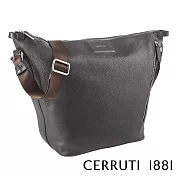 【Cerruti 1881】限量2折 義大利頂級小牛皮側背包肩背包 全新專櫃展示品 (深咖啡色 CEBO03632M)