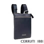 【Cerruti 1881】限量2折 義大利頂級小牛皮側背包肩背包 全新專櫃展示品(深藍色 CEBO06022M)