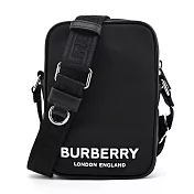 BURBERRY 經典LOGO 標誌尼龍拉鍊肩背/斜揹包 黑色