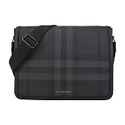 BURBERRY Alfred TB LOGO 皮革中號郵差/斜背包 炭灰色