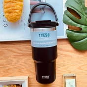 【TYESO】304不銹鋼手提保溫杯隨行杯 750ml(保溫杯/咖啡杯/保溫瓶/冰霸保冰杯) 黑色