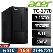 Acer 宏碁 Aspire TC-1770 家用電腦 (i7-13700/16G/2TB+512SSD/RTX3050-8G/W11)