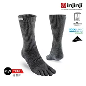 injinji TRAIL野跑避震吸排五趾中筒襪 S 黑色