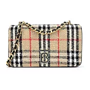 BURBERRY Lola TB LOGO 經典格紋毛料小號鏈帶肩背/斜背包 卡其