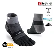 injinji RUN 避震吸排五趾短襪 XL 黑灰