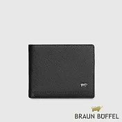 【BRAUN BUFFEL 德國小金牛】台灣總代理 巴雷特 14卡中間翻透明窗短夾-黑色/BF546-317-BK