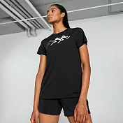 PUMA 女 慢跑系列Run Fav圖樣短袖T恤(F)-52532601 XS 黑色