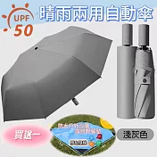 【買送一野餐墊】8骨純色系晴雨兩用自動傘 黑膠款【apex行家嚴選】(雨傘/遮陽傘/隨身傘/防曬傘/黑膠傘/車用傘/兩用傘) 淺灰色