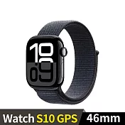 Apple Watch S10 GPS 46mm 鋁金屬錶殼運動錶環 (曜石黑色+墨水色運動錶環)