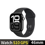 Apple Watch S10 GPS 46mm 鋁金屬錶殼運動錶帶 (曜石黑色+黑色運動錶帶SM)